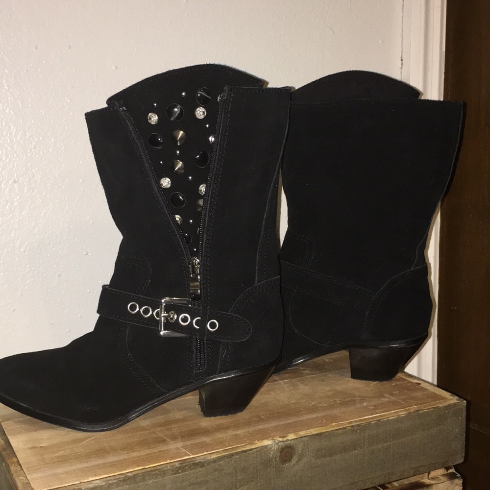 Studded black boots
